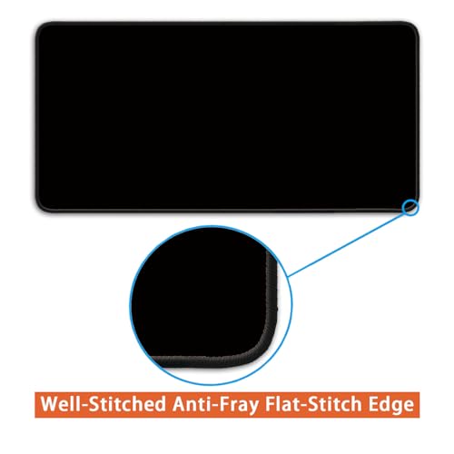 Large Black Mouse Pad 24x12 inch Non-Slip Desk Mat with stitched edges