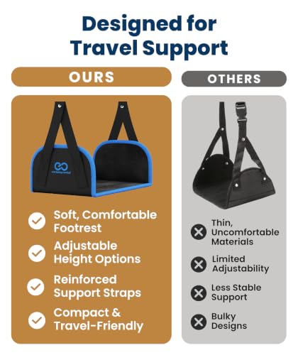 Everlasting Comfort Black Airplane Foot Hammock – Adjustable Travel Foot Rest