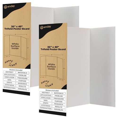 Emraw 36" x 48" White Tri-Fold Presentation Board Pack of 2 - Portable Display