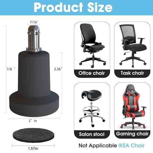 Bell Glide Replacements Office Chair, Caster Wheels and Glides Stopper, Casters Replacement Feet with Separate Self Adhesive Felt Pads, Wheel for Carpet (15)
