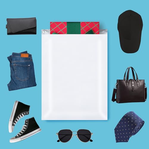 Nimbus Brothers 12x15.5 Inch White Self-Seal Poly Mailers - 10 Pack, Water & Tear Resistant Shipping Envelopes for E-Commerce