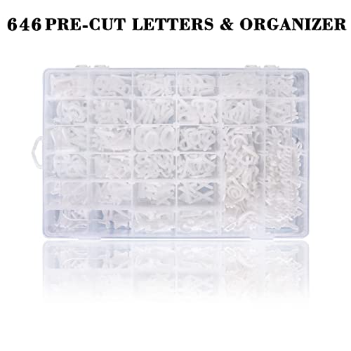 LEFOOR White Felt Letter Board Letters 646 Pieces 1 & 3/4 Inch with Sorting Tray