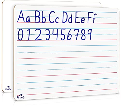 Scribbledo Small Dry Erase Whiteboard Double Sided 9x12 Inches for Kids, Lines & Plain Surface