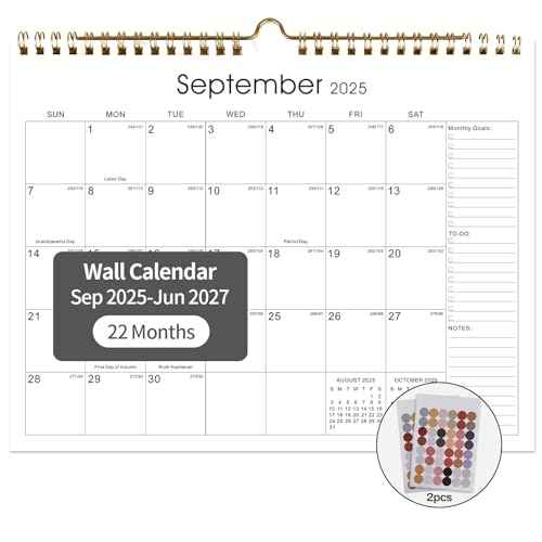 Calendar 2025-2027 22 Monthly Wall Calendar Runs from September 2025 until June 2027 Spiral Binding Hanging 11.5" x 14.7" Thick Paper with Julian Dates and Block for School Office£¨Simplicity£©