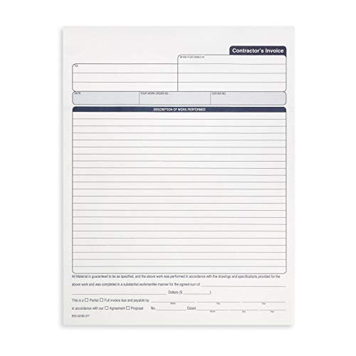 Blue Summit 3-Part Carbonless Contractor Invoice Book, 50 Sets