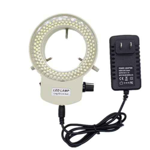 Microscope Ring Light, Light LED 144B-ZK Illuminator for lab Stereo/Camera/Monocular Binocular Trinocular Lens (White)