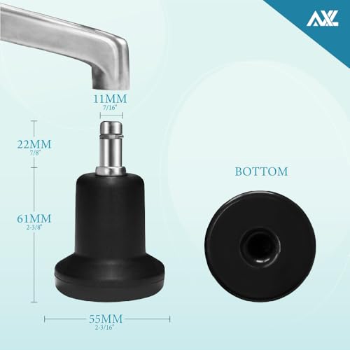 AXL High Bell 2.4-Inch Chair Glides (61mm) – 11x22mm Stem, 5 Pack, Replace Casters