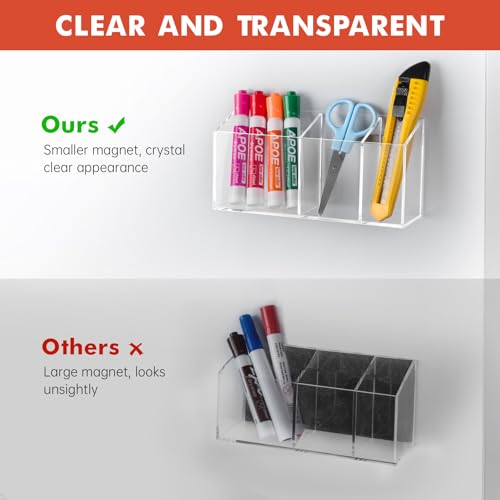 Banafich Transparent Magnetic Dry Erase Marker Holder for Whiteboard & Fridge