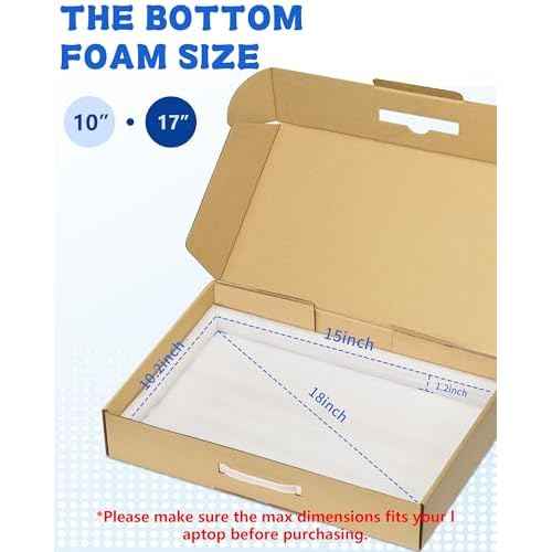 Laptop Shipping Box with Protection Foam for up to 17 Inches Notebook, Cardboard Laptop Box for Shipping, Secure Mailing Boxes