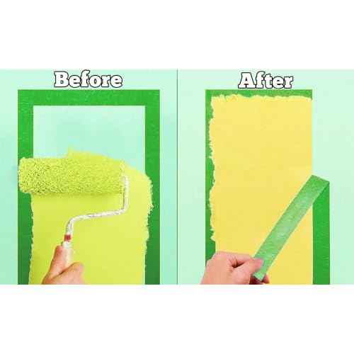 3 Pack Green Painters Tape - Masking Tape 1 Inch Wide - Multi-Surface, Smart Adhesion, Indoor & Outdoor - 270FT Total - Paint Tape for DIY, Labeling, Art, Car, General Purpose (#3910)