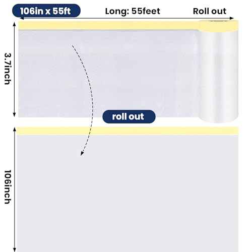 Adhes Pretaped Masking Film Refills, 3 Rolls 2700mm x 17m, Masking Film with Tape for Painting, Spraying & Surface Protection, Compact Paint Shield Refill Rolls for Dispenser Use