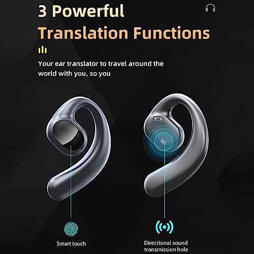 Translator Earphone, Real Time Translation GT01 Language Translator Earbuds 5.3 Noise Reduction for Business Learning (Black)