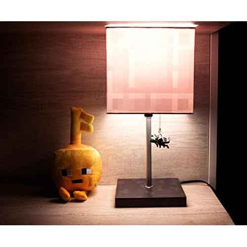 Minecraft Nether Portal Desk Lamp with Ender Dragon Pull | Nightstand Table Lamp with LED Mood Light for Bedroom, Desk, Living Room, Playroom | Home Decor Kids Room Essentials | Video Game Gifts