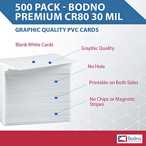 Bodno Premium CR80 30 Mil PVC Cards — 500 Pack (5x100) Blank ID Cards