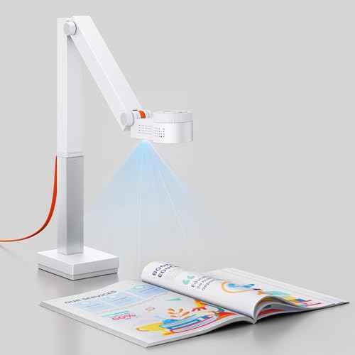 CZUR Fancy S Pro USB Document Camera for Teacher, 12MP 4K Webcam with Microphone and LED Light, Up to 60fps, Auto Focus, for Remote Teaching, Web Conference, for Mac and Windows, White