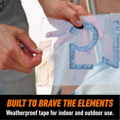 Gorilla Invisible Hold Mounting Tape 1" x 60" Clear, Holds Up to 15 lbs, Indoor & Outdoor Use