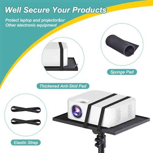 2 Shelves Projector Stand Tripod, Height Adjustable Max 64", Mobile Laptop Cart on Wheels Projector Tripod Stand, Overbed Table with Wheels, Rolling Laptop Floor Stand for Couch