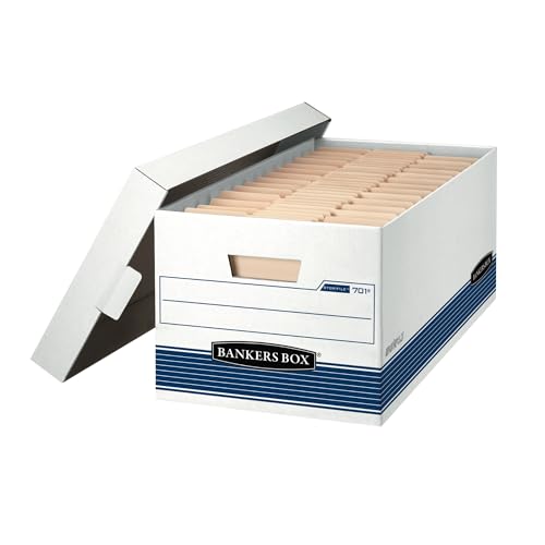 Bankers Box 12-Pack Medium-Duty File Storage Boxes with Lids, 24in Letter, FastFold