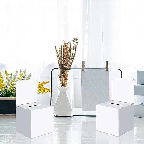 White 12 Pack Raffle Boxes with Slot - Durable Suggestion Box for Office & Events