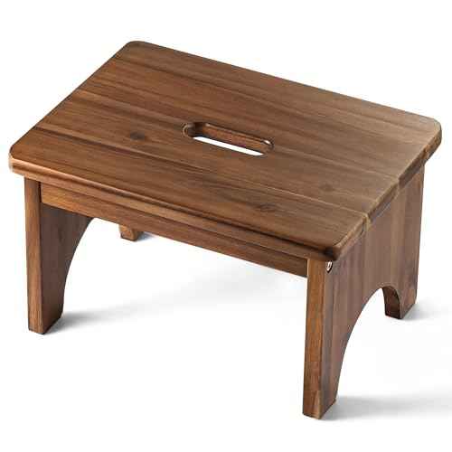 Wooden Step Stool, 9in One Step Stool for Adults, Wooden Beside Step Platform with 550 Load Capacity, Heavy Duty/Portable/Nonslip/Durable Construction Safe Step Support for Bedroom/Home Kitchen
