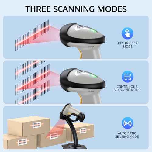 TEEMI Bluetooth Barcode Scanner, 1D Handheld Laser Bar Code Reader with Auto Sensing & Fast Accurate Scanning, Easy Pairing with iPad, iPhone, Android Smartphone, Tablet, PC ? No Stand