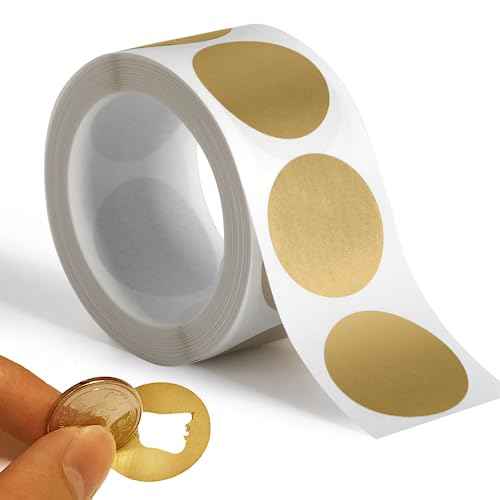 300 Pack Scratch Off Stickers, 1" Round Circle Scratch Off Labels Self Adhesive for Lottery Tickets DIY, Raffle Card Creating-Gold