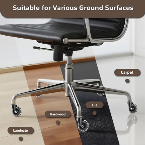 ASHGOOB 3-Inch Office Chair Wheels Set of 5 Black – Heavy Duty Casters, Quiet & Floor-Friendly