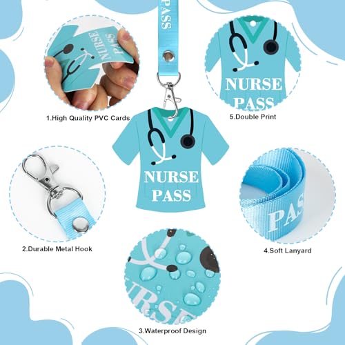 Cute Set of 6 PVC Classroom Passes with Lanyards - School Supplies, Office & Library Access, Teacher Organizer (Sereliy)