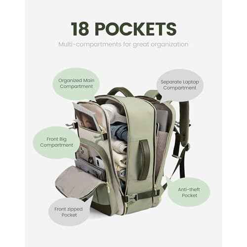 LOVEVOOK 40L Travel Backpack for Women & Men - 17.3 Inch Carry On Backpack & Personal Item Backpack for Airlines, Spacious and Durable Design, with 3 Packing Cubes