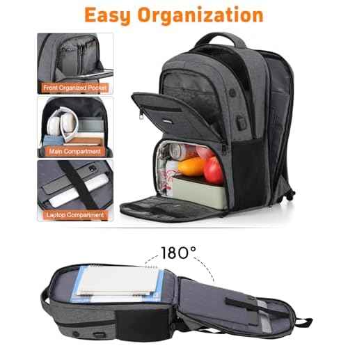 17.3 Inch Insulated Backpacks with Cooler&Laptop Compartment,Travel Backpack with Lunch Box Bookbag for Work,Sturdy College Computer Backpack for Men Women Mochilas Lonchera para Hombre