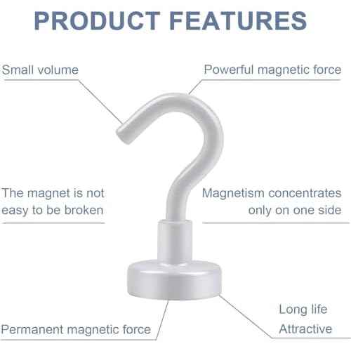 DIYMAG Magnetic Hooks, 30Lbs Strong Heavy Duty Cruise Magnet S-Hook for Classroom, Fridge, Hanging, Cabins, Grill, Kitchen, Garage, Workplace and Office Etc, (10 Pack-White)