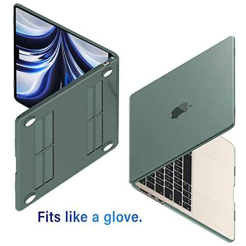 IBENZER Compatible with 2025 2024 2023 2022 MacBook Air 13 inch case M4 A3240 M3 A3113 M2 A2681, Hard Shell Case & Sleeve & Keyboard Cover & Type-C Adapter for Mac Air 13.6, Green, KK-MTGN+3