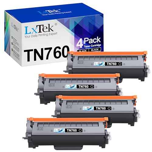 LxTek Compatible Toner Cartridge Replacement for Brother TN760 TN 760 TN730 TN 730 to Compatible with MFC-L2710DW HL-L2350DW HL-L2370DWXL MFC-L2750DW HL-L2395DW MFC-L2690DW Tray (Black, 4 Pack)