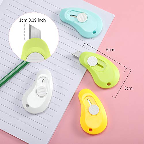 Honoson 12 Pcs Mini Utility Box Cutter Knives with Bean Variation, Retractable & Colorful