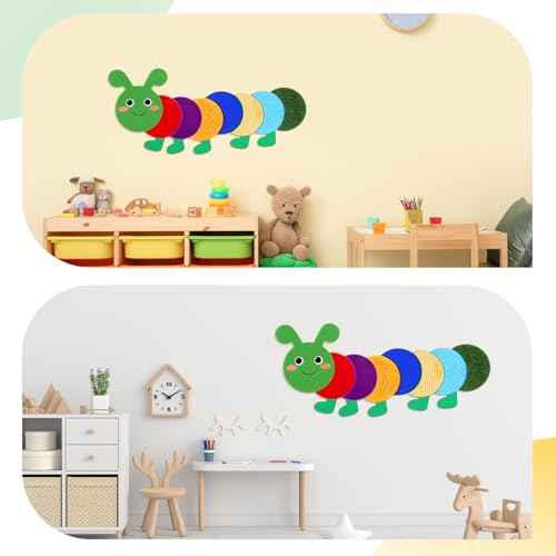 Caterpillar Sensory Wall Panel for Kids Sequin Busy Board Play Room Daycare Toys Sensory Tiles for Wall and Floor Textured Mats and Squares for Autism Children Toddlers Classroom Activity
