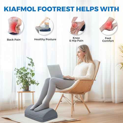 Foot Rest for Under Desk at Work with 3 Adjustable Heights Foam Under Desk Footrest with Washable Cover,Foot Stools for Office,Home and Car,Grey