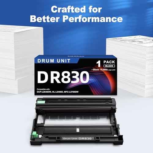 DR830 Drum Unit Compatible Replacement for Brother DR830 DR-830 Drum Unit for Brother DCP-L2640DW HL-L2400D HL-L2405W HL-L2460DW HL-L2480DW MFC-L2820DW XL MFC-L2900DW Printer 1 Pack - NOT Toner