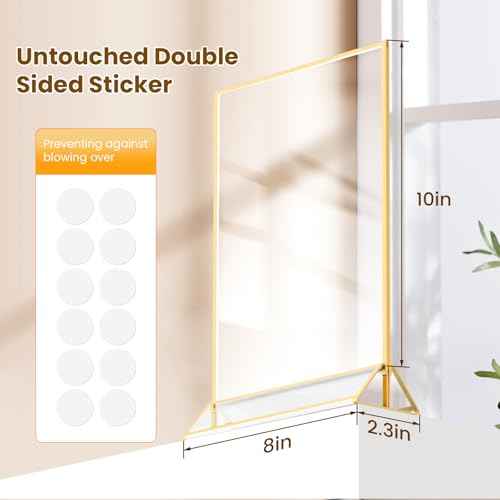 Gold Frames 8X10 Acrylic Sign Holder Double-Sided Picture Frames for Menu, Wedding Table Number, Christmas Photos With Removable Round Stickers - 6 Pack