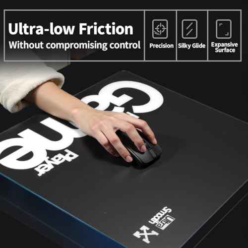 Tempered Glass Gaming Mouse Pad Ultra-Thin Desk Mat Anti-Scratch Wear-Resistant 450 * 400 * 1.8mm Large Competitive Mouse Pads Ultra-Smooth Micro-Etched Surface Anti-Slip Silicone Base (Black)