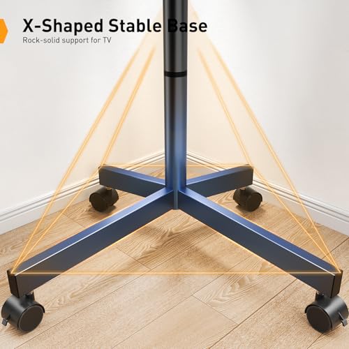 Perlegear Mobile TV Cart, Clip-On Integrated Power Supply, Rolling TV Stand Portable for 23-60¡È TVs (up to 88 lbs), 3 Height Levels with Adjustable Tray, TV Stand with Wheels, Max VESA 400x400mm