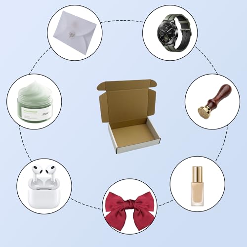 Myunzi White Shipping Boxes 7x5x1.5 Inch - Pack of 50 Small Corrugated Cardboard Boxes for Shipping & Packaging