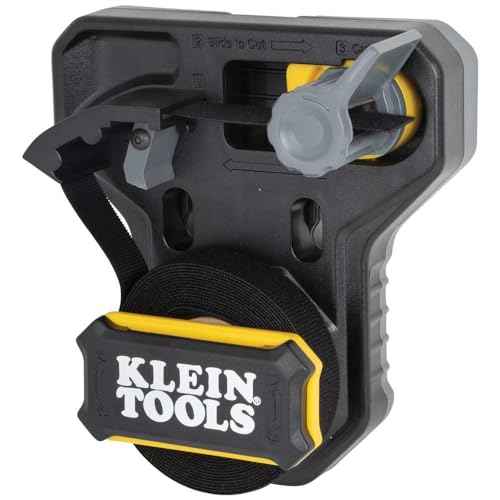Klein Tools 450-900 Cable Management, Hook & Loop Dispenser with 12-Foot x 3/4-Inch Tape Roll, Cuts Custom Length Hook & Loop Strips, Black