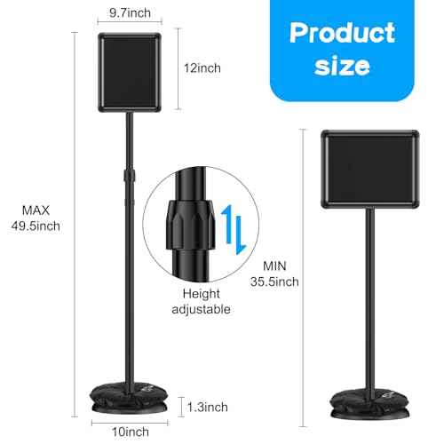 EHWINE 2 Pack Sign Holder Stand 8.5x11 Inch, Adjustable Floor Standing Sign Holder, Signage Stand with Snap-Open Frame Display and Chalkboard Insert for Charity Events, School Exhibitions, Retail Displays