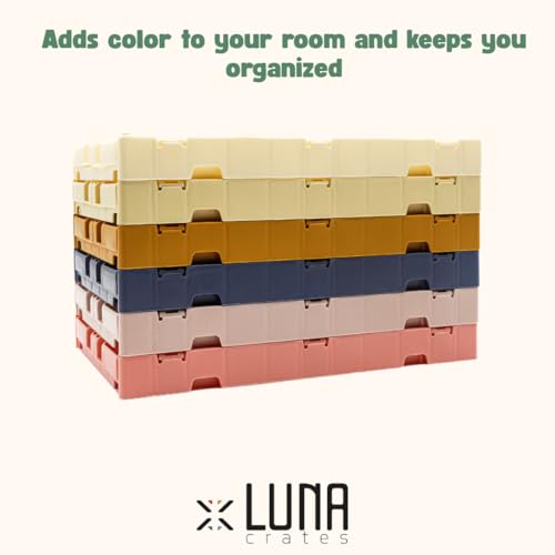 Collapsible Storage Box, Foldable Crate Organizer Bin with Handle, Stackable Crates for Home Organization (Pastel, 4L - 6-Pack)