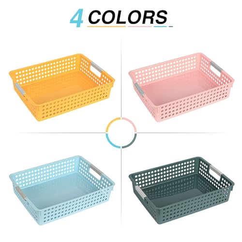 DLUCKY 4-Pack Classroom Paper Storage Trays with 4 Colors, Holds A4 Paper & Documents
