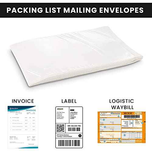 Shipping Label Sleeves 500Pcs, 7.5x5.5 Inches - Packing Slip Envelope Pouches with Self-Adhesive Peel & Seal - Clear Plastic & Waterproof Envelopes Ideal for Invoices & Packaging.