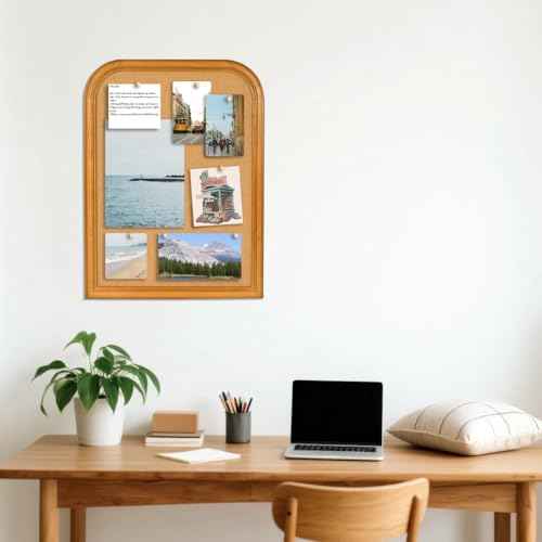 Decorative Cork Bulletin Board, 23.6"x17.7" Wall-Mounted Vision Board with Frame?Ideal for Office Decor, School Use, Photo Display, and Reminders(DH-2R2S-4560)