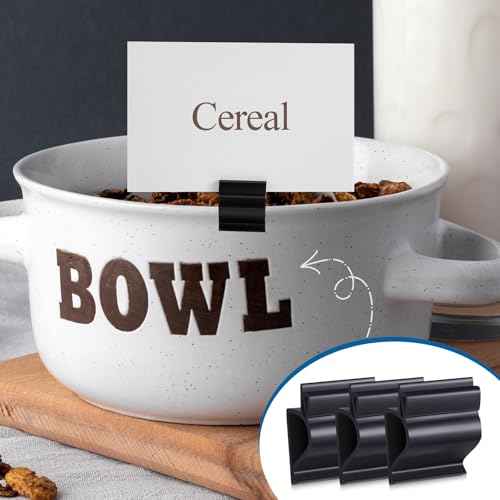 50 Pcs Black Sign Clip Food Tray Label Holder Plastic Buffet Food Label Clip Reusable Price Tag Tray Sign Holder for Bake Sale Gathering Retail Merchandise Display, Card and Bowl Not Included