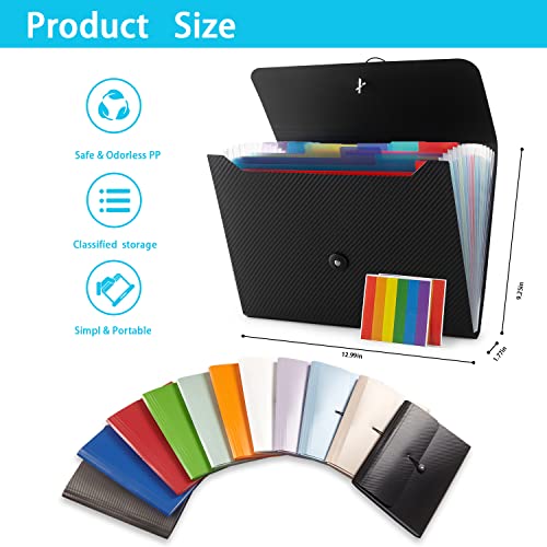 Nicfaec Grey 13-Pocket Expanding File Folder Organizer - Accordion Document Holder