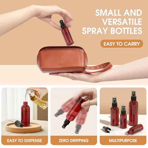 100Pack Small Spray Bottles 2oz, 60ml Travel Spray Bottle Bulk Black Fine Mist Sprayer, Empty Refillable Containers Portable Cosmetic Plastic Spray Bottles for Cleaning, Misting & Skin Care-Red